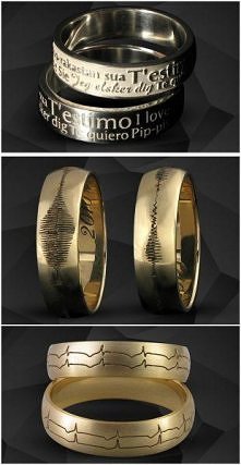 nietypowe modele z odciskiem linii papilarnych, zapisem EKG, odciskami ust.