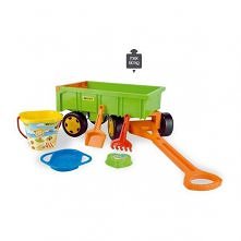 Wader 10953 - Wózek Przyczepa Gigant z Kompletem Zabawek do Piaskownicy dla Dzieci od 1 roku życia, udźwig 60kg. Zestaw zawiera: wózek przyczepę gigant, wiaderko, łopatkę, grabk...