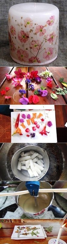 Świeczka z kwiatkami.