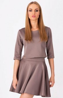 Makadamia M108 bluzka cappucino Kobieca krótka bluzeczka z  rękawem 3/4 najmodniejszy fason w tym sezonie