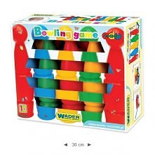 Wader 80020 - Plastikowe Kręgle dla Dzieci - Plastikowe kręgle dla dzieci od 1 roku życia. Zestaw Wader 80020 zawiera: 9 kolorowych kręgli oraz dwie kule. Wyprodukowano w Polsce...