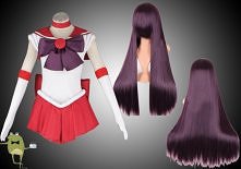 Rei Hino Sailor Mars Cosplay Costume + Wig