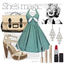 geometryczne kształty, sukienka lekko za kolano.. chciałabym wyglądać jak ikona lat 60tych - Marilyn