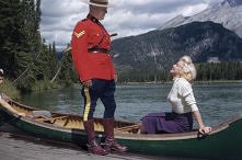 This photo, from the exhibit “Marilyn: The Lost Photos,” was taken in 1953 in Banff, Canada, during the filming of the movie “River of No Return,” starring Marilyn Monroe and Ro...