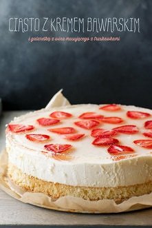 kładniki:

Biszkopt:
•	3 jaja (duże, L)
•	1/2 szklanki cukru
•	1/2 szklanki mąki pszennej tortowej
•	50 g roztopionego masła

Krem bawarski: przepis

Galaretka z wina musującego...