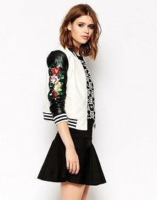 Endless Rose Embroidered Mono Varsity Jacket