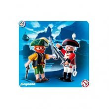 Playmobil 4127 - Zestaw Duo Pack Pirat i Żołnierz Czerwonych Kurtek. Zawiera dwie figurki: groźnego pirata z szablą oraz pistoletem jak również żołnierza. Sprawdź wymiary figure...