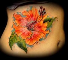 tatuaże kwiaty, hibiskus