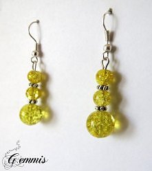 ręcznie robione kolczyki z żółtych cracki z przekładkami (zapraszam na stronę Gemmis na fb, link w komentarzu)