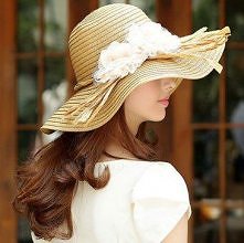 Fashion Women's Foldable Wide Brim Floppy Summer Beach Flower Straw Hat