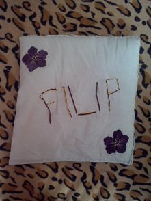 Własnoręcznie zrobiona poduszeczka dla kotka. Moze nie jest to idealnie uszyte ale jak na pierwszy raz to uwazam ze calkiem niezle mi poszlo :> piszcie co uwazacie