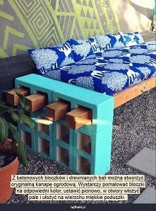 Ogrodowa kanapa z bloczków betonowych