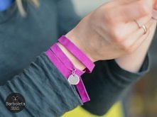 Gipsy  fuksja bransoletka skórzana