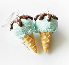 kolczyki lody miętowe- pastelowe