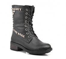 Czarne militarne buty z ćwiekami. Kliknij w duże zdjęcie po więcej szczegółów.