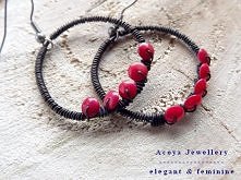 Kolczyki z miedzi z koralem czerwonym