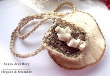 Herkules - lniany wisior z miedzią i koralem