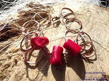 Miedziana bransoletka z koralem