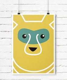Plakat w stylu Skandynawskim, miś w masce