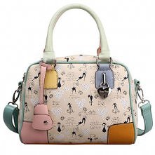 Fashion Spliced Contrast Color Floral Print Handbag Cross Body Bag