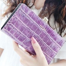 Elegant Stone Grain Embossing Toggle Clip Long Ladies Wallet