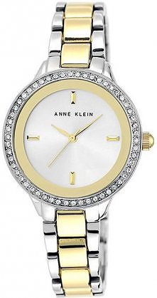 Dwukolorowy zegarek z  akcentem na złoto.