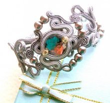 Srebrna, ślubna bransoletka sutasz. Doskonała do sukni ślubnej lub wieczorowej.