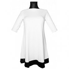 TRAPEZOWA BIAŁA SUKIENKA EKO SKÓRA