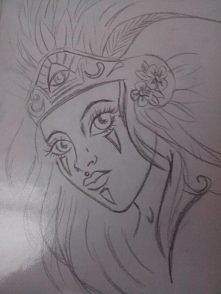 Projekt tatuażu. Indianka. ...