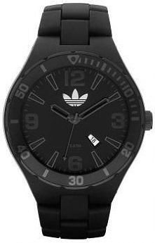 Czarny zegarek Adidas z dużym logo.