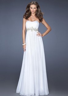 White Strapless Chiffon Jew...