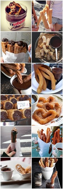 Churros Nigelli hiszpanski tradycyjny przysmak śniadaniowy :3 z czekolada jesli ktos był to wie jakie smaczne, a niepozornie wyglada :3 SKŁADNIKI NA CHURROS 50 g miałkiego cukru...
