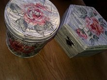 Drewniana skrzynka i puszka...