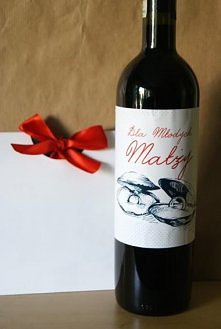 Małżowy zestaw: Kartka + etykiety na wino