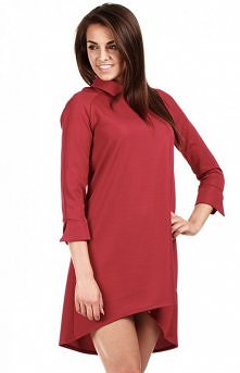 Moe MOE107 sukienka bordowa Wdzięczna sukienka damska dostepna w kilku kolorach
- asymetryczny krój