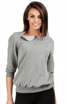 Moe MOE120 bluza szara Taliowana bluza z przeszyciami na biuście i z tyłu
- rękaw 3/4