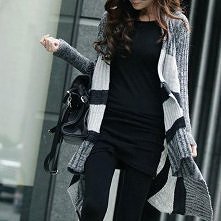 Gorgeous Fashion Oversize Stripe Mixing Color Knit Irregular Cardigan