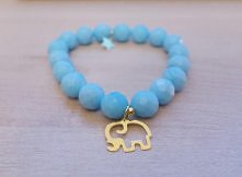 Jadeit z pozłacaną zawieszką słonik i mała gwiazdka-dostępna na made by monja- biżuteria ręcznie robiona