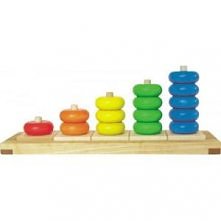 Coś prostego, kolorowego, polskiego i drewnianego dla 2 latków. Bajo 37910 - Drewniana Piramida PA - Dziecko może bawić się kolorowymi klockami czy uczyć się kolorów. Zabawka ed...