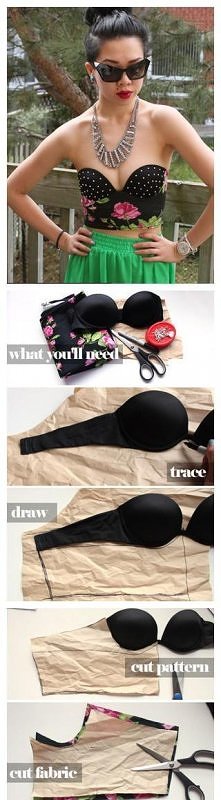 diy stanik pezrerobiony w bluzkę