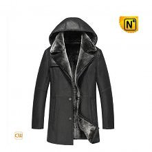 Shearling Leather Sheepskin Coat Black CW856044