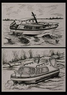 Z pozdrowieniami dla Wodniaka.
Szkice cienkopisami, format A6.