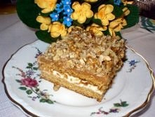 krówka Składniki: Ciasto: 3 szklanki mąki 10 dag masła 4 łyżki miodu cukier waniliowy ½ szklanki cukru 2 jajka 1 łyżeczka sody oczyszczonej Masa I: ½ litra śmietany 30% 2 łyżki ...