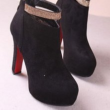 European Style Rhinestone Strap High-heeled Bootie