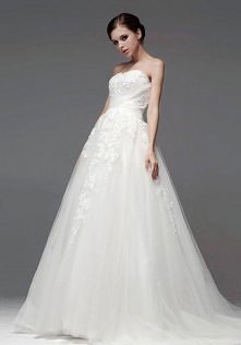 button tulle court train crystals embroidery wedding dress - wegdress.com