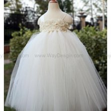 Flower Girl Dress Antique white Ivory tutu dress baby dress toddler birthday dress