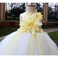 White Baby Yellow Flower Girl Tutu Dress baby dress toddler birthday dress