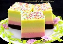 ciasto Optymisty
Orzeźwiające ciasto, które wywoła uśmiech nie tylko na twarzach dzieci 
Proste i tanie, możemy zrobić go również na przykład na okrągłych biszkoptach, herbatnik...