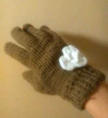 rękawiczka na 5 palców na drutach