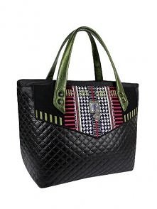 Duży pikowany kufer do ręki z haftem PETIT PEPIT